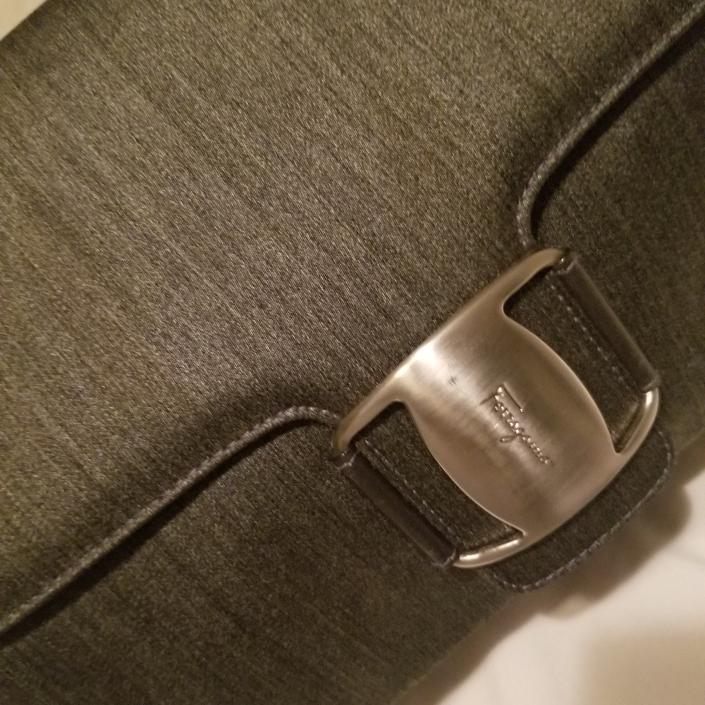 Ferragamo Satin smoke gray shoulder bag